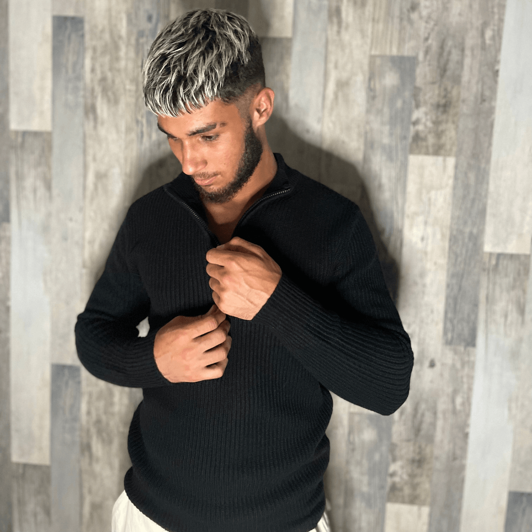 Pull à col zippé noir - SWM - Stay With Me